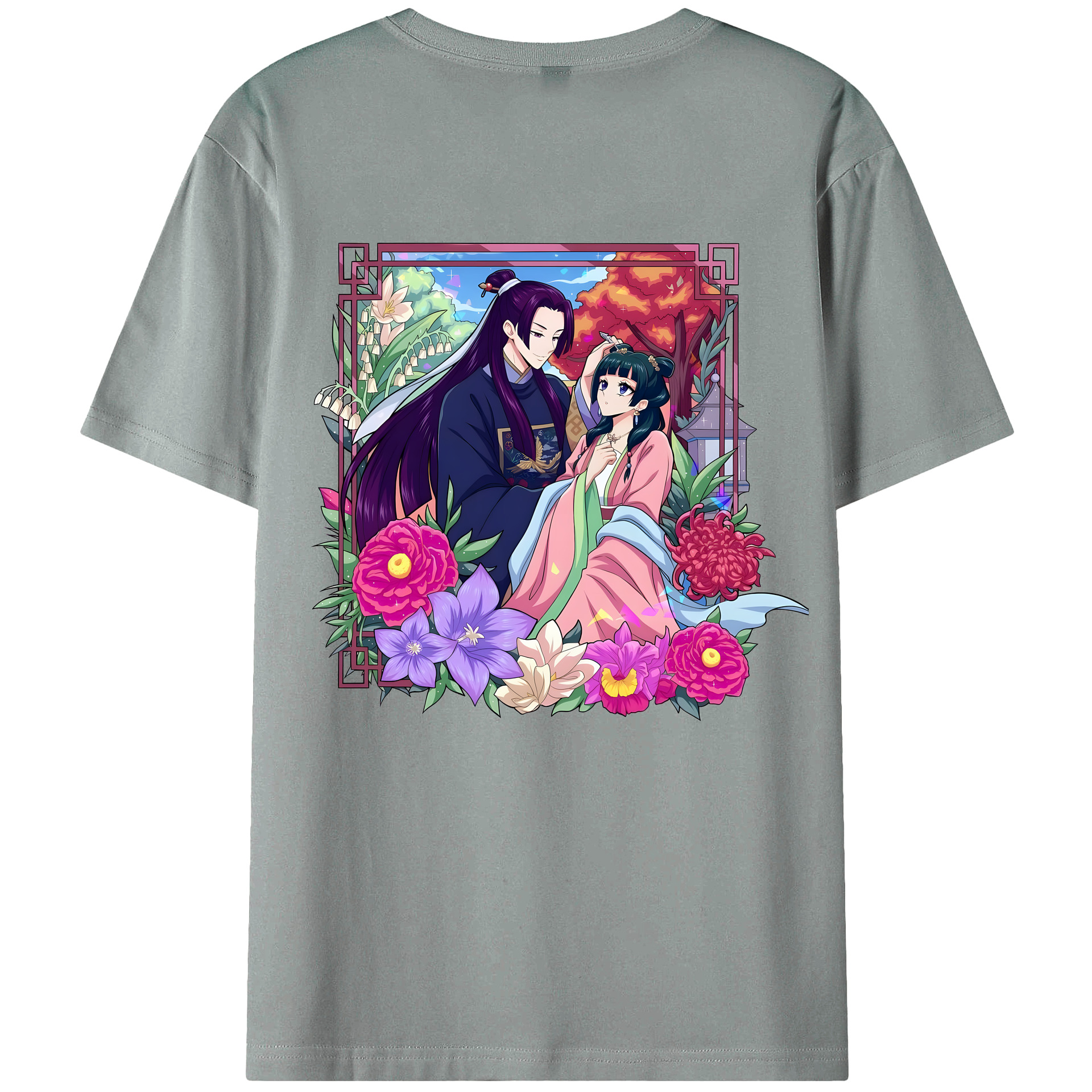 （画像用） 薬屋のひとりごと The Apothecary Diaries 綿100％ メンズ半袖Tシャツ（バックプリント） 通気性